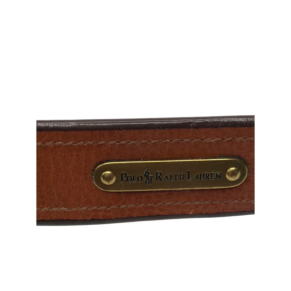 Polo Ralph Lauren Mens Brown Leather Belt Brass Buckle Size 36 90 1326